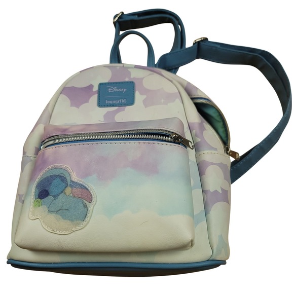 Loungefly Handbags - Disney Loungefly Mini Backpack Stitch Clouds Pastel Purple Blue